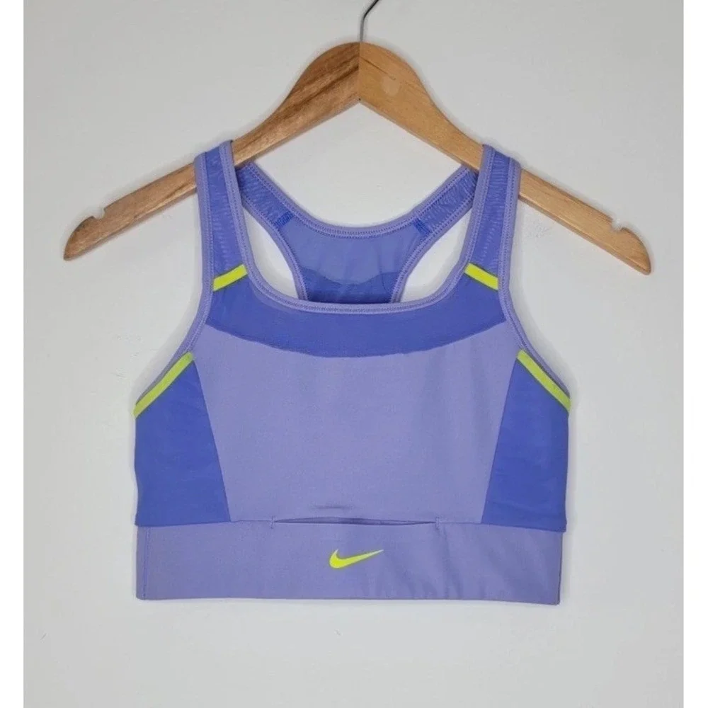 NIKE Set/2 Dri-Fit Purple/Gray Racer Back Swoosh‎ Icon Athleisure Sports Bra XS